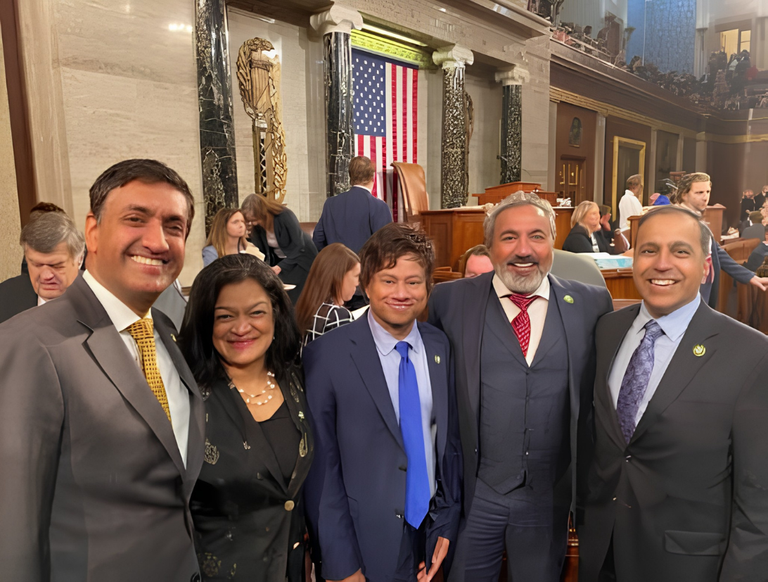 Indian-American politicians pose in the U.S. Capitol, celebrating immigrant roots in politics.