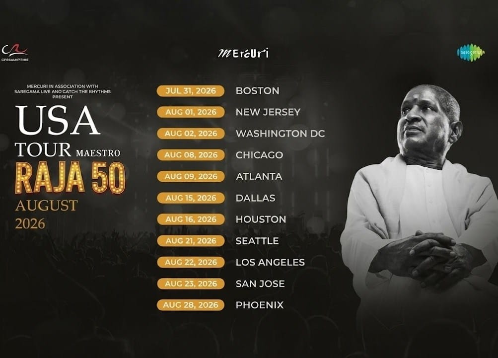 Ilaiyaraaja USA Tour 2026 August 15 Dallas concert poster