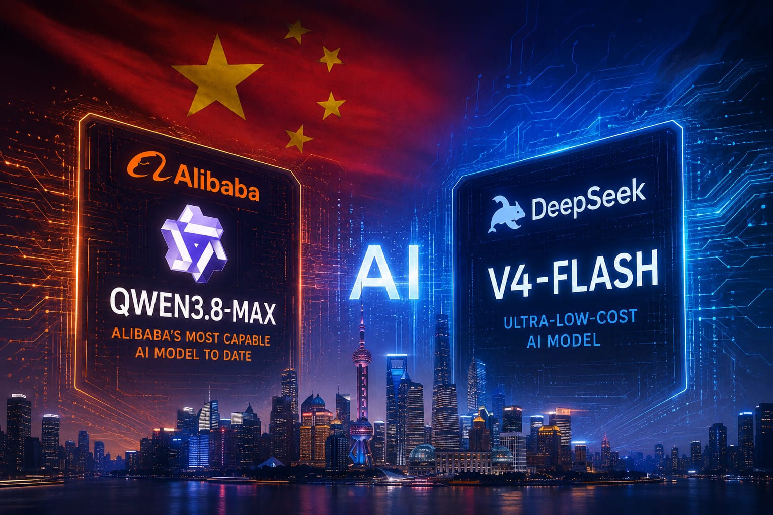Alibaba's Qwen3.8-MAX AI model vs. DeepSeek's V4-FLASH ultra-low-cost AI model