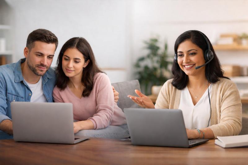 Couple consults with therapist online for culturally tailored therapy