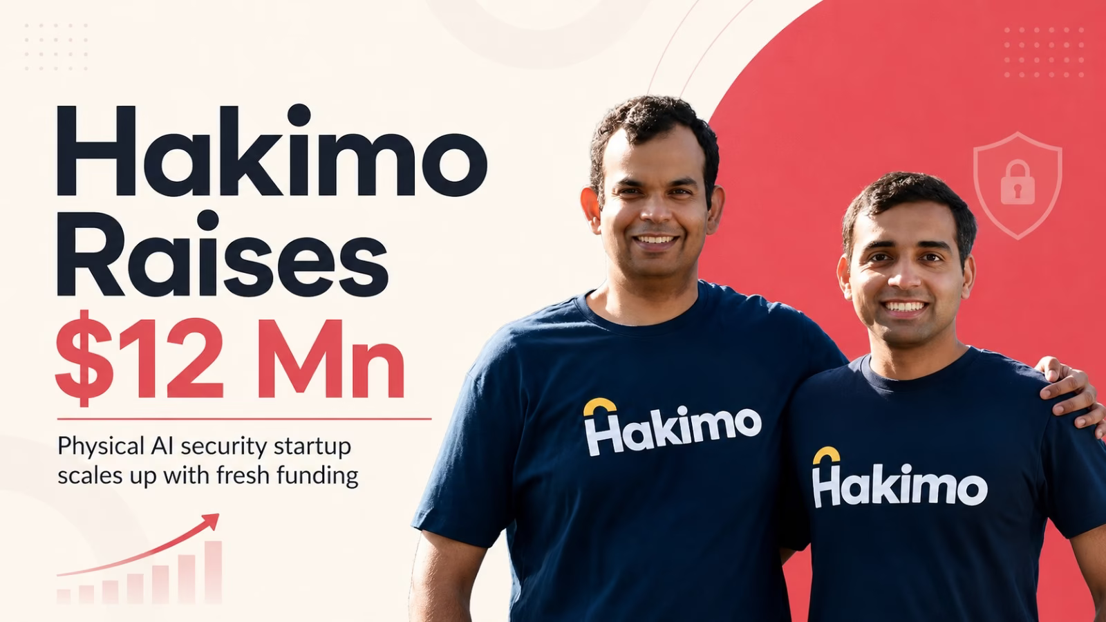 Hakimo founders, celebrating $12M funding for their physical AI security tech.
