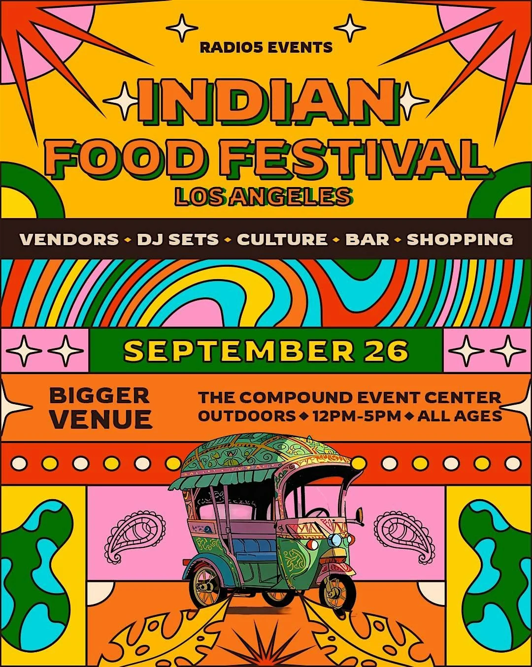 Indian Food Festival Los Angeles Sept 26: vendors, DJ sets, culture, bar, shopping