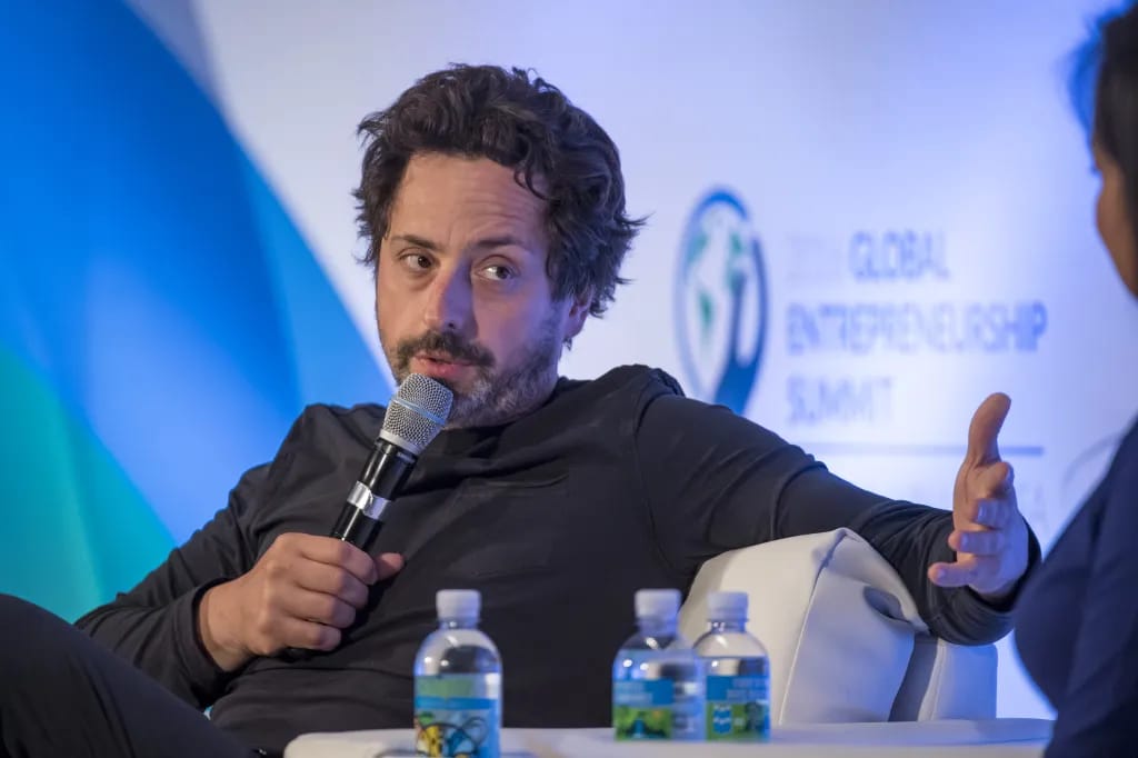 Sergey Brin, Google co-founder, speaks at a summit.