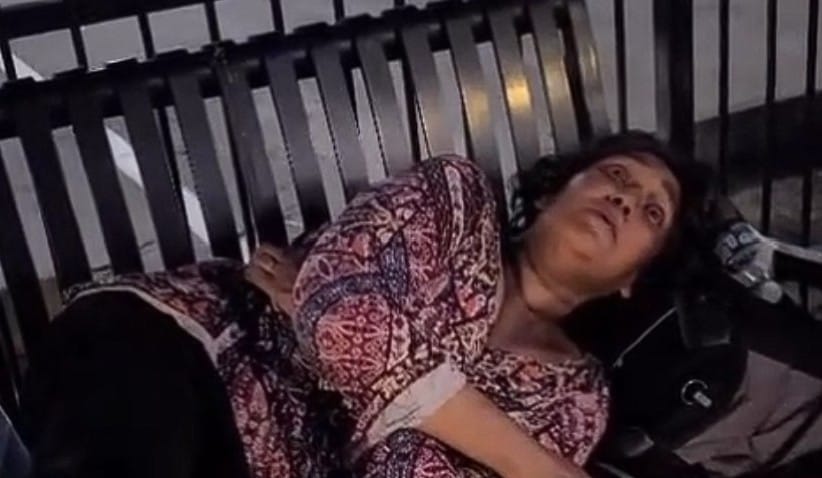 Missing Telugu woman rests on a bench, diaspora seeks news.