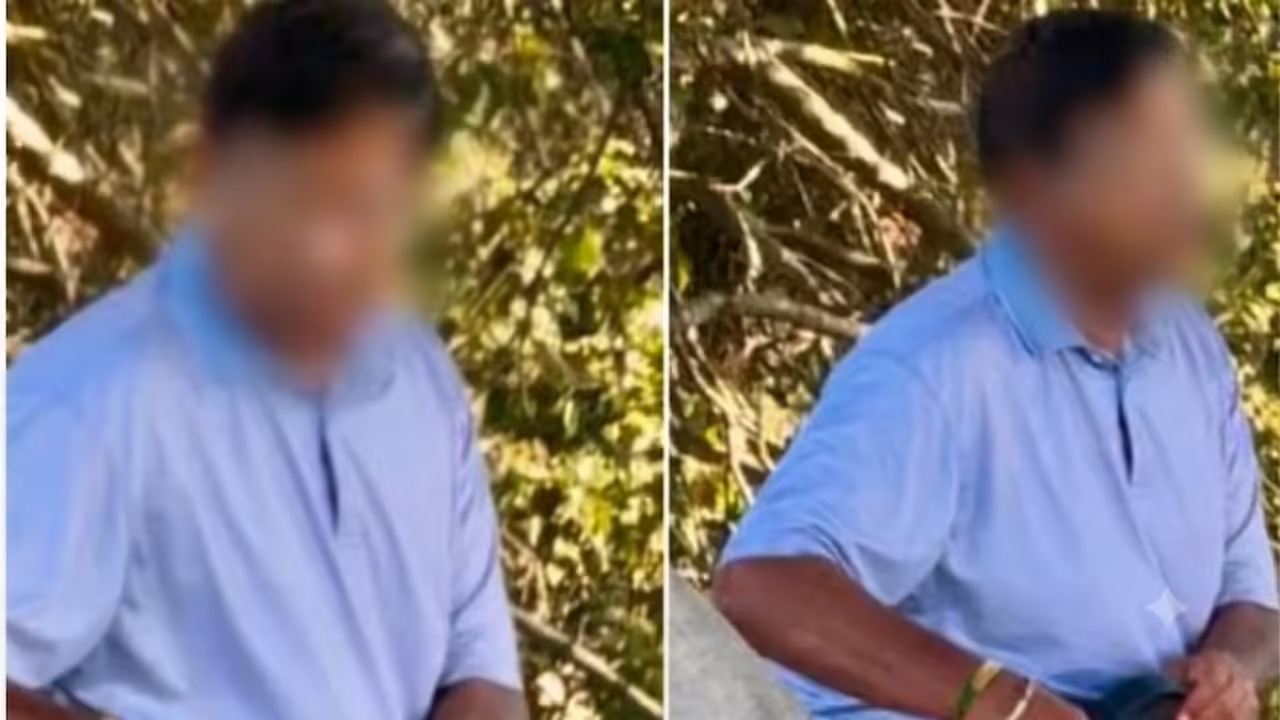 Texas man in blue shirt defecates in public, sparking outrage.