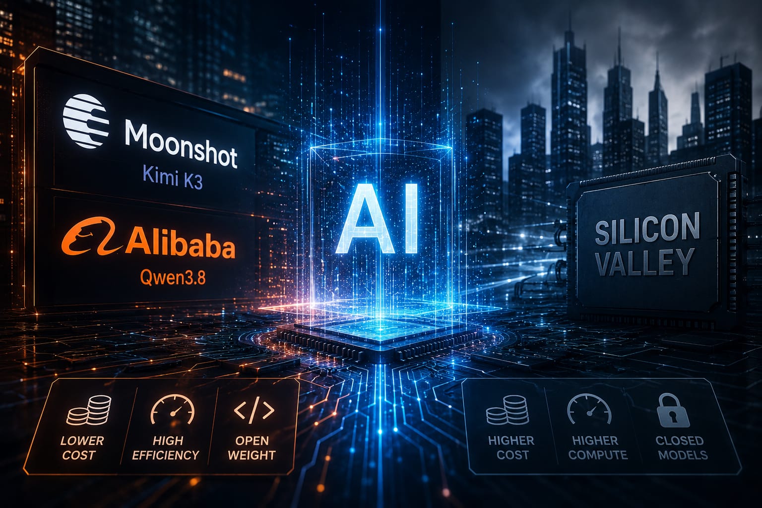 Moonshot, Alibaba AI models challenge Silicon Valley tech with lower cost, high efficiency.
