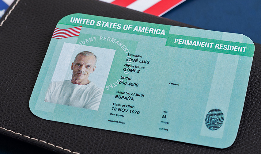 US Permanent Resident Green Card with Jose Luis Gomez's details