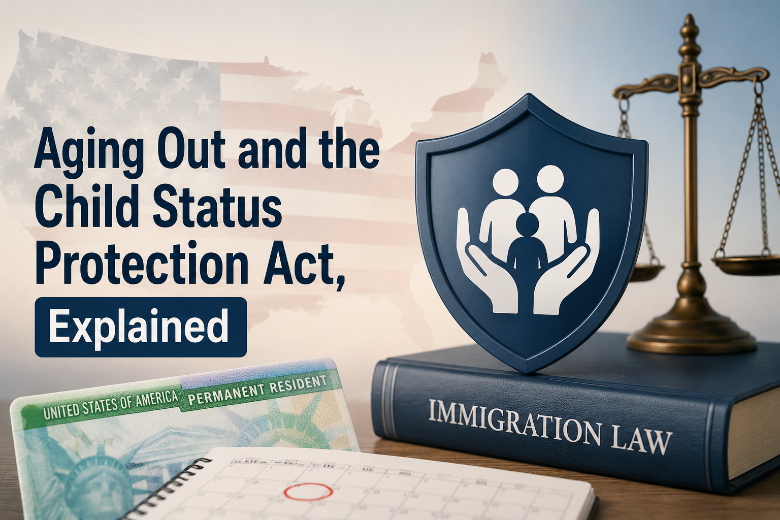 Child Status Protection Act explained: US immigration law, green card, scales of justice
