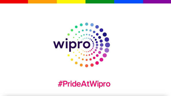 Wipro logo with #PrideAtWipro hashtag, rainbow colors