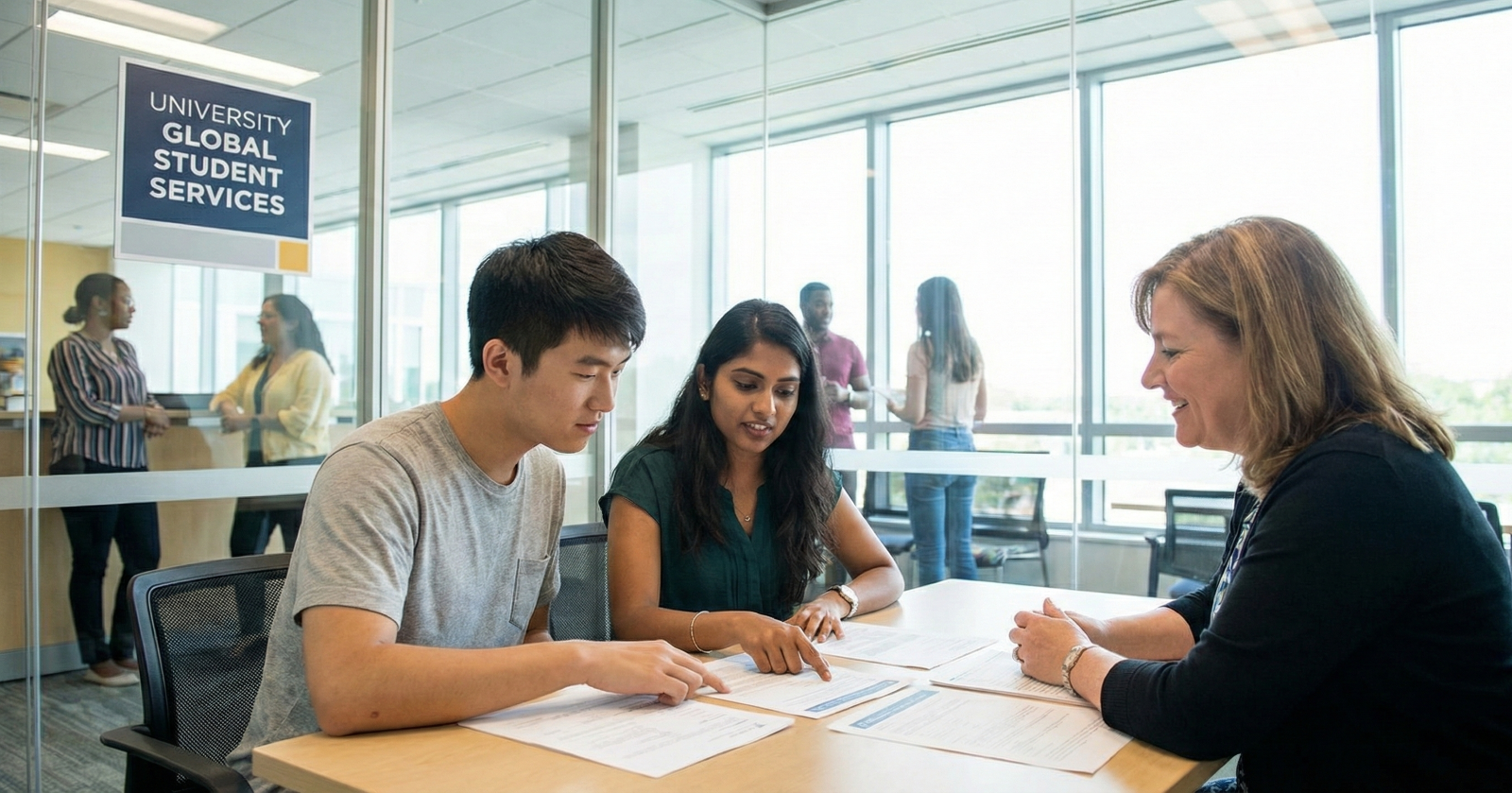 Students at University Global Student Services discuss OPT, relevant to politics.